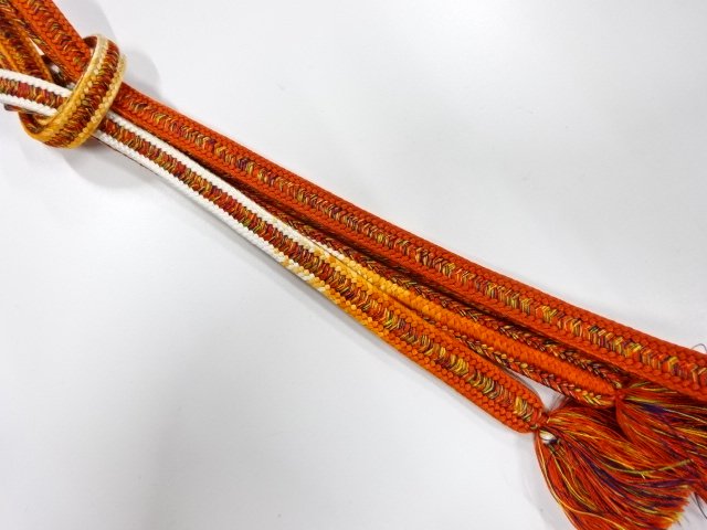 JAPANESE KIMONO / HAND-TIED OBIJIME CORD / SILK